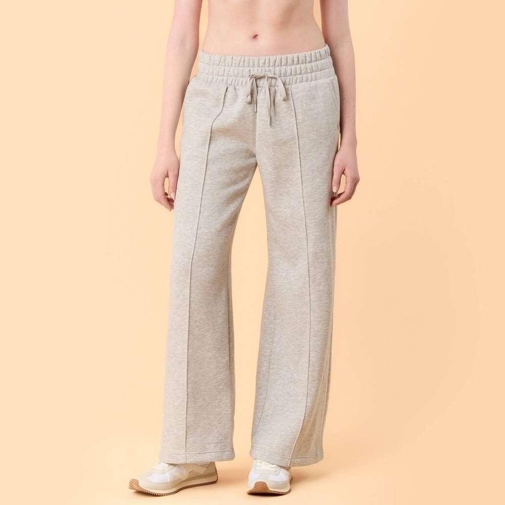Blogilates Women's Travel Trouser High-Rise Wide Leg Sweatpants Heathered Gray